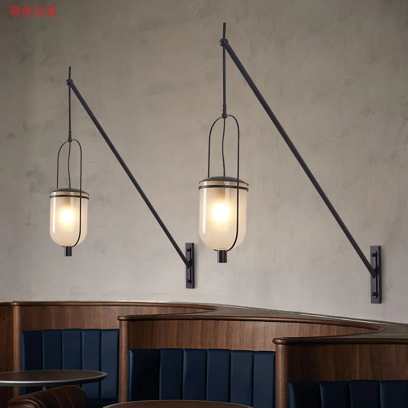 Afralia™ Retro Industrial Swing Arm Wall Lamp LED E27 Art Decor for Restaurant Loft