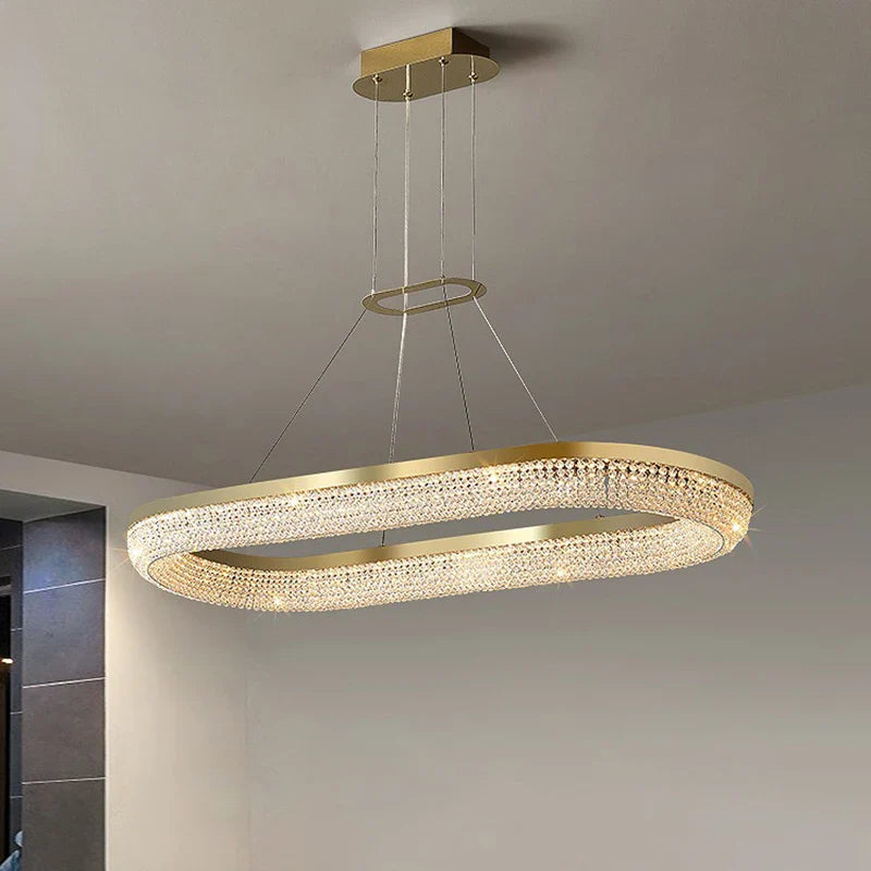 Afralia™ Nordic Crystal LED Ceiling Chandelier for Dining Room Kitchen Living Room
