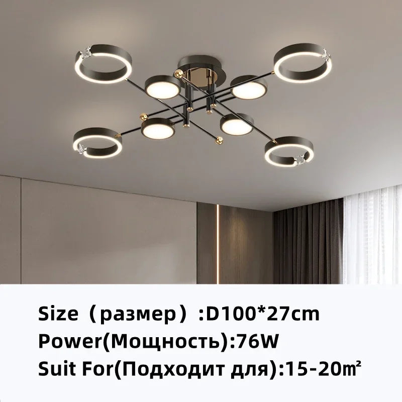 Afralia™ Gold Plated Chandelier with Remote Control, Crystals Decoration for Living Room