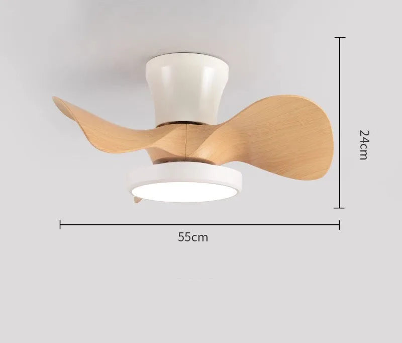 Afralia™ 22" Children Room LED Ceiling Fan Light Remote Control Small Fan Lamp