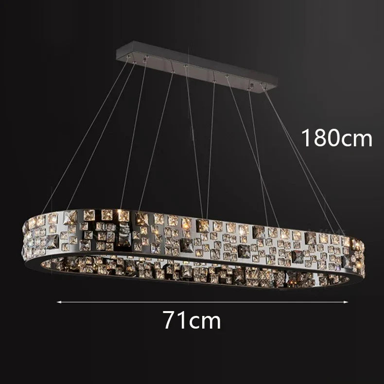 Afralia™ Black Crystal Chandelier for Dining & Living Room Decor - Ceiling Pendant Light