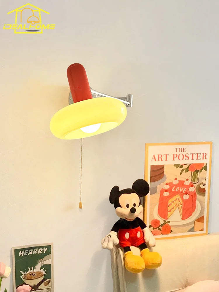 Afralia™ Cream Wind Wall Lamp LED E27 Swing Arm Telescopic Staircase Bedside Reading