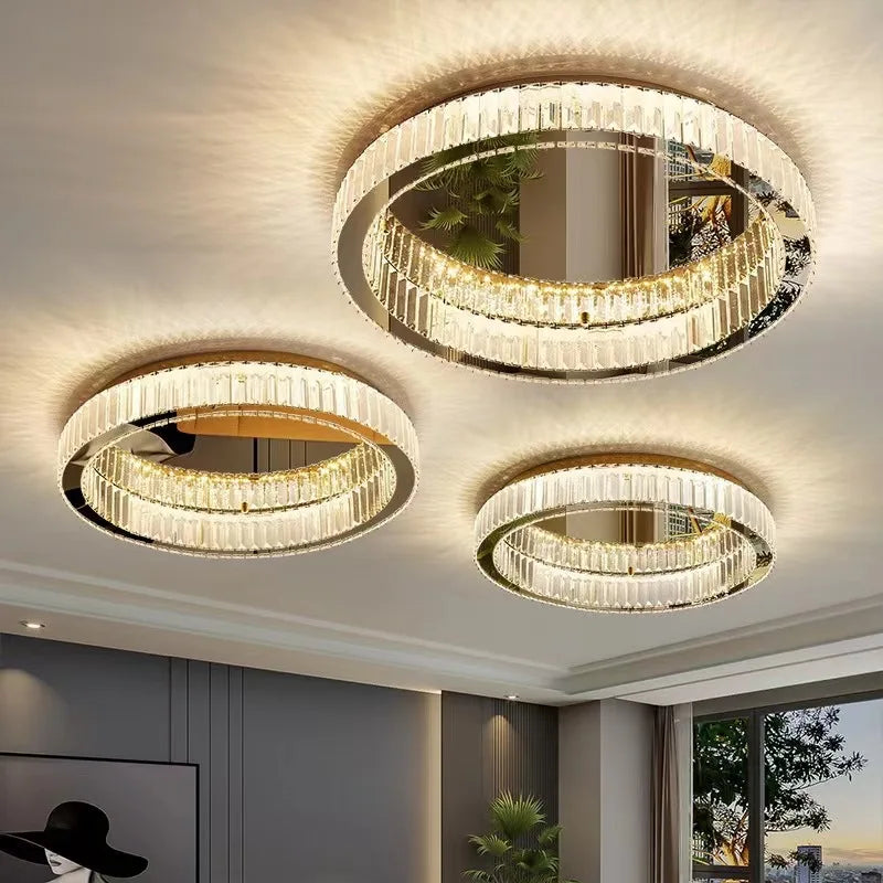 Afralia™ Crystal LED Ceiling Chandelier for Home Living Room Lighting Decoration