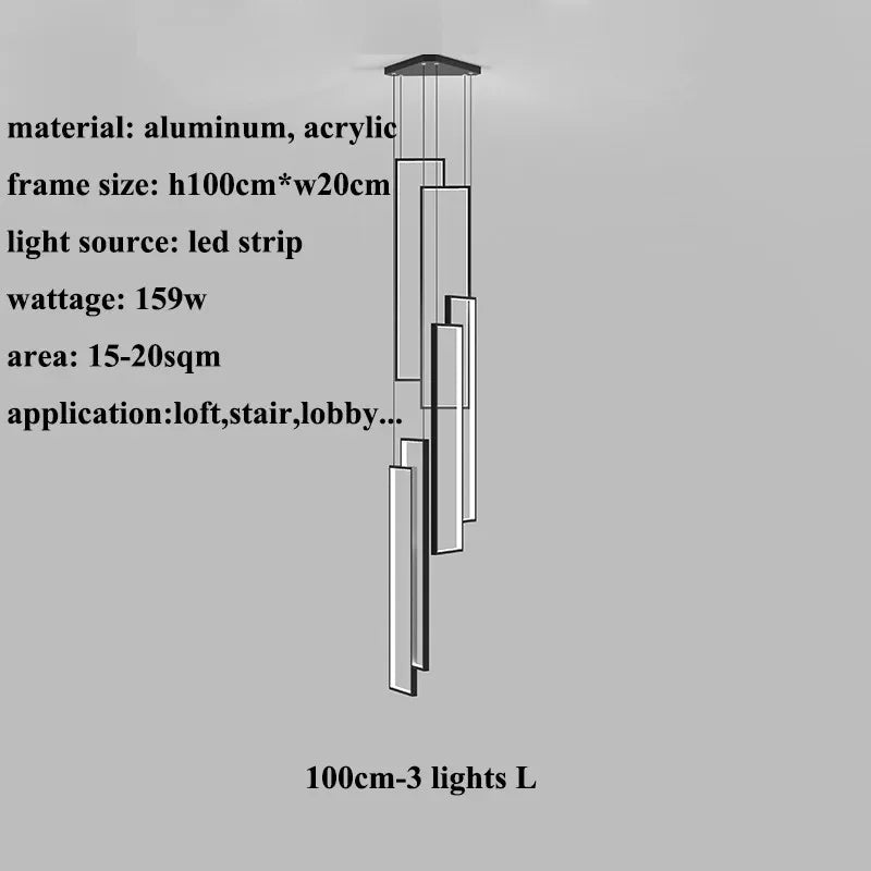 Afralia™ Geometric Luxury Stair Chandelier for Duplex Villa Loft Living Room