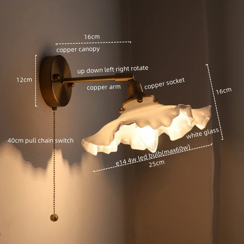 Afralia™ LED Copper Wall Light: Modern Nordic Interior Lamp for Bedroom, Bathroom, and Balcony