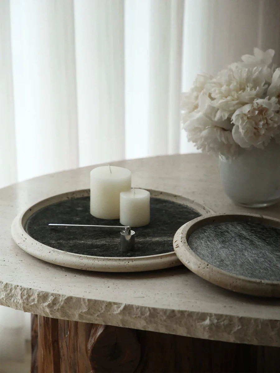 Travertine Horsehair Tray by Afralia™: Elegant and Versatile for Serving, Displaying, and Organizing