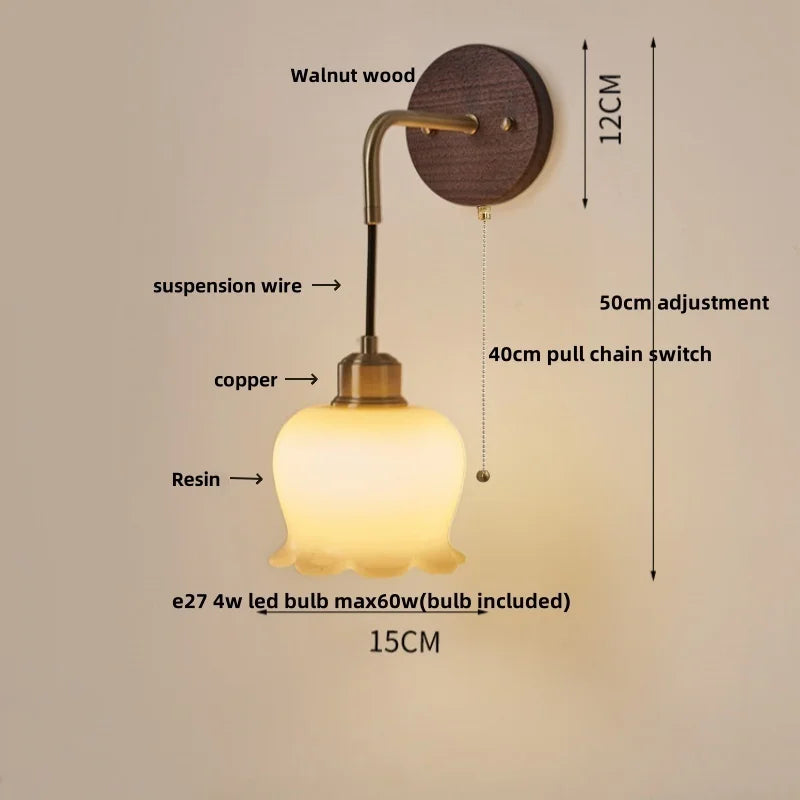 Afralia™ Nordic Walnut Wood LED Wall Lamp for Modern Living Spaces