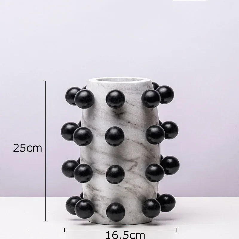 Afralia™ Marble Pattern Vase with Artificial Flowers for Desk Decoration and Home Display