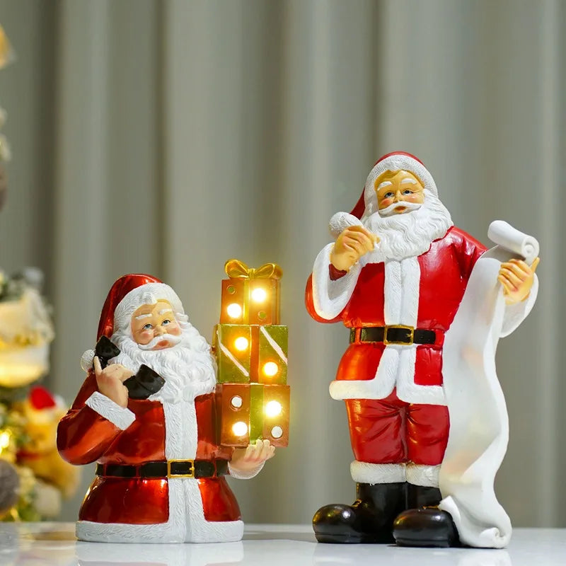 Afralia™ Santa Claus Resin Figurines: Christmas Decor, Living Room Statue, New Year Gift