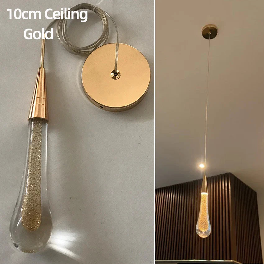 Afralia™ Crystal Glass LED Pendant Lights - Tear Drop Design for Restaurant, Bar, Staircase