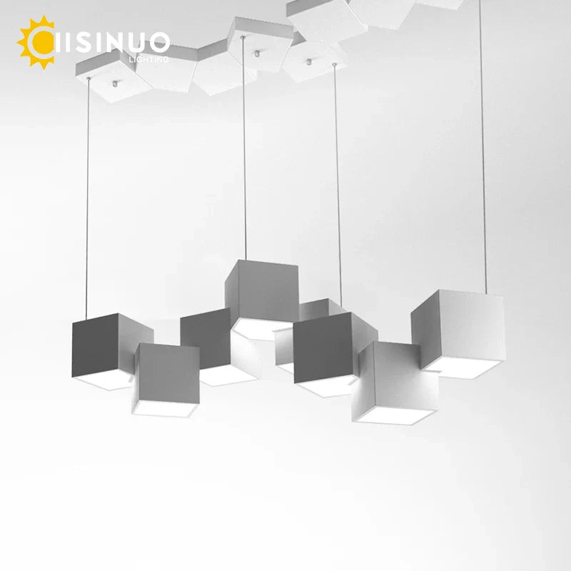 Afralia™ LED Cube Chandelier for Living, Kitchen, Dining Room Lighting