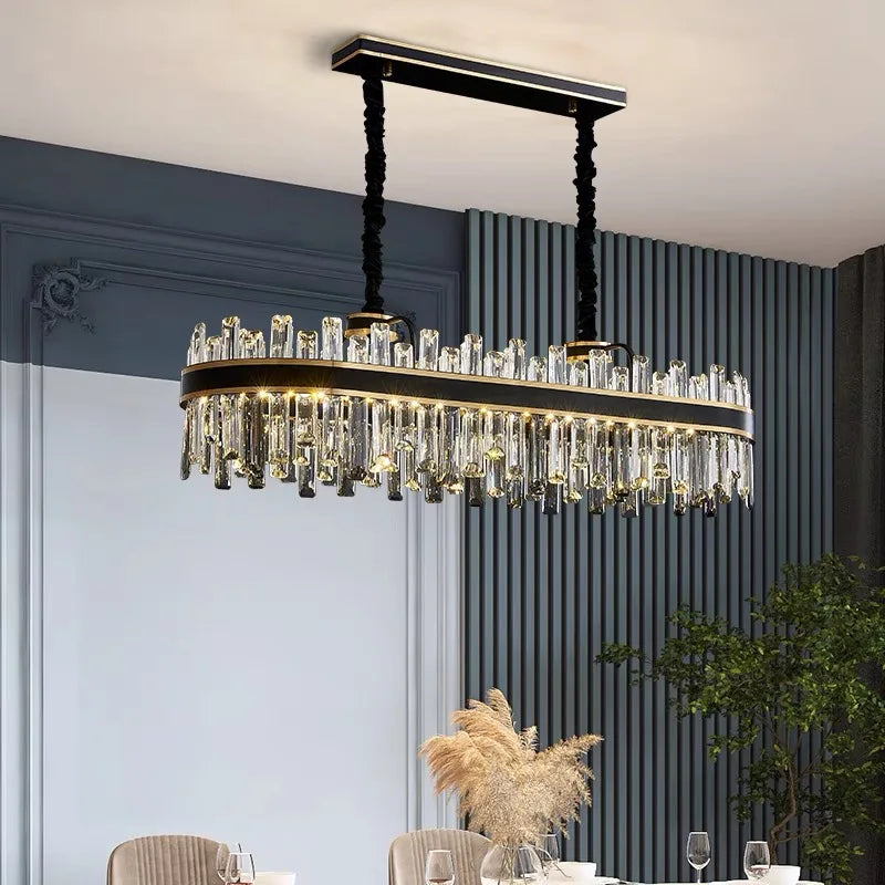 Afralia™ Light Luxury Crystal Chandelier Pendant Lights Set - Modern LED Dimmable Lustre Combination