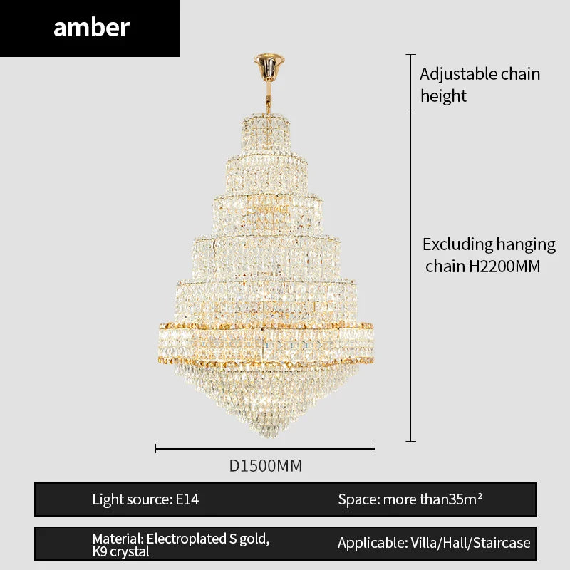 Afralia™ Modern Crystal Duplex Chandelier for Luxurious European Style Villa Living Room