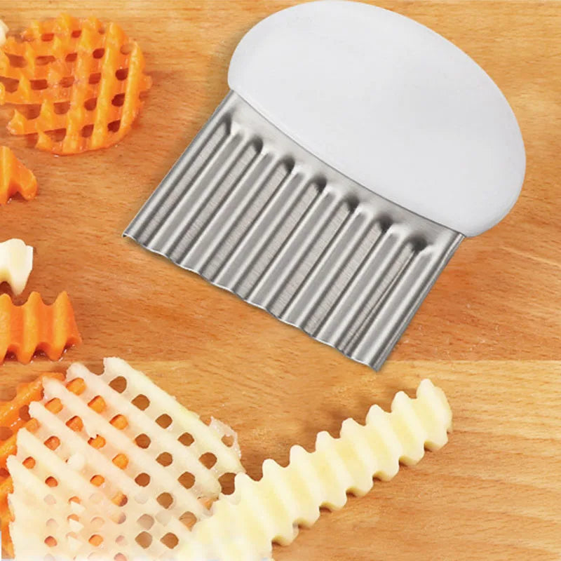 Afralia™ Stainless Steel Wavy Cutter Knife - Vegetable Fruit Chopper Slicer