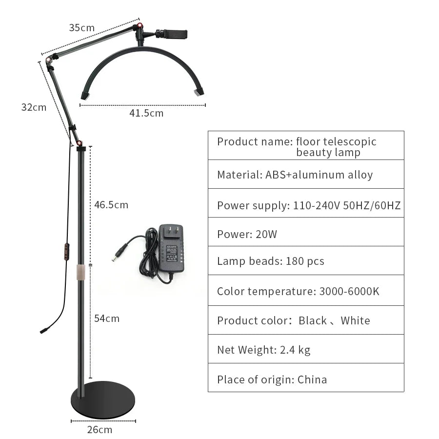 Afralia™ LED Moon Beauty Floor Lamp for Eyebrow Tattoo & Eyelash Extensions