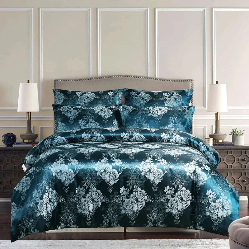 Afralia™ European Satin Jacquard Duvet Cover Set: High Quality, Skin-Friendly Summer Bedding Kit
