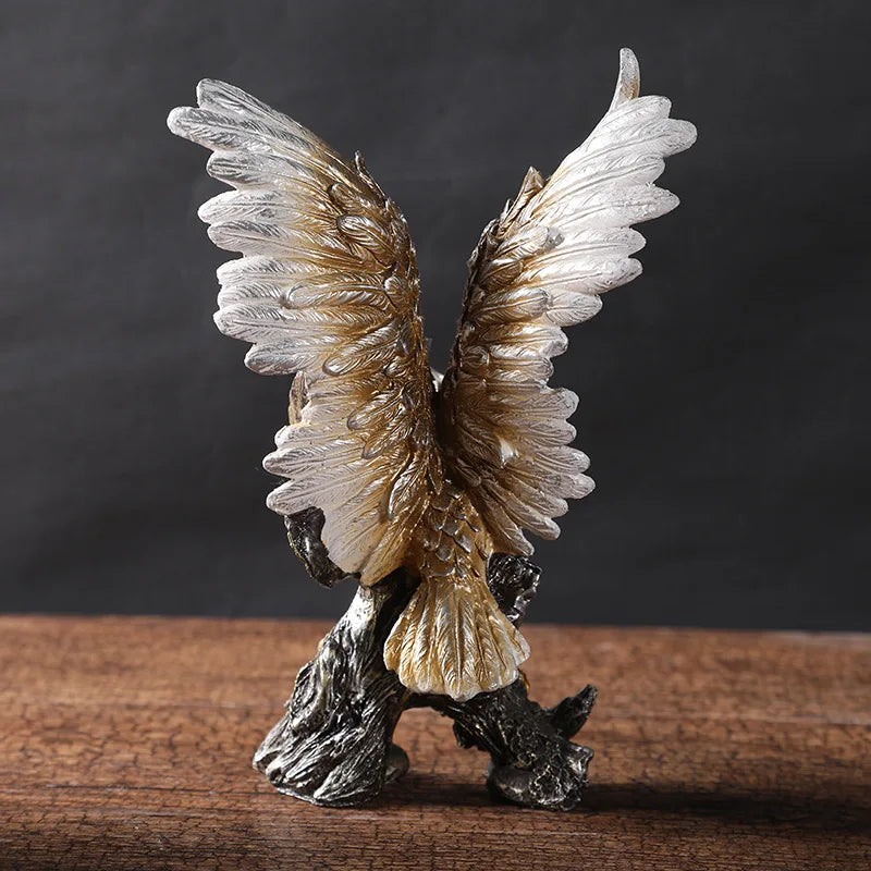 Afralia™ Golden Eagle Resin Figurines for Home Office Feng Shui Decor