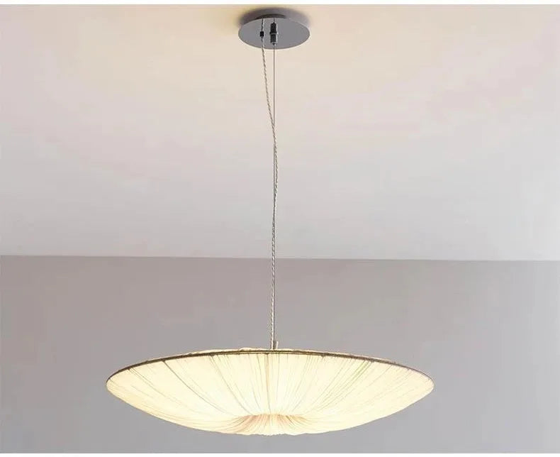 Afralia™ White Fabric Pendant Chandelier for Living Room, Bedroom, and Restaurant