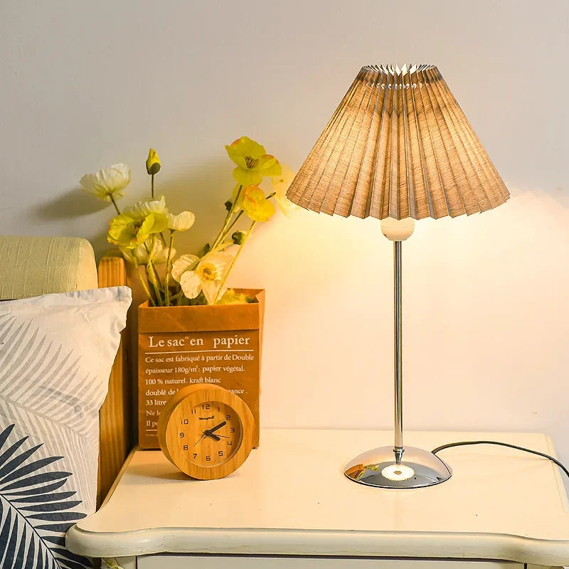 Afralia™ Adjustable Pleated Table Lamps: Modern Nordic Retro LED Desk Lamp for Living Room, Bedroom.