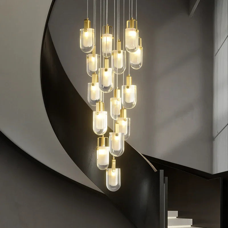 Afralia™ Crystal Loft Chandelier for Staircase, Living Room, and Apartment Luxe Lighting