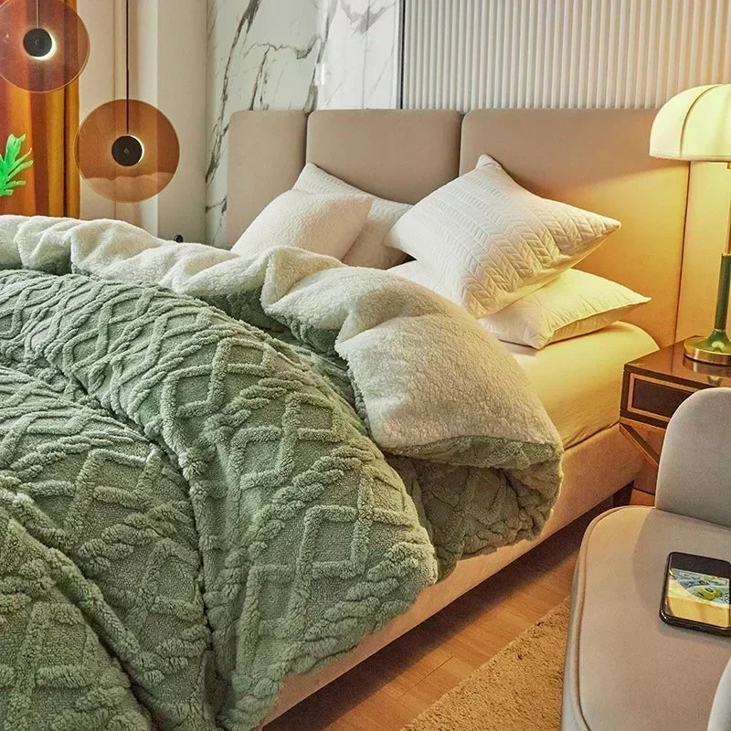 Afralia™ Cozy Cashmere Blanket Duvet Cover - Soft Warm Fleece Quilt Cover for Beds