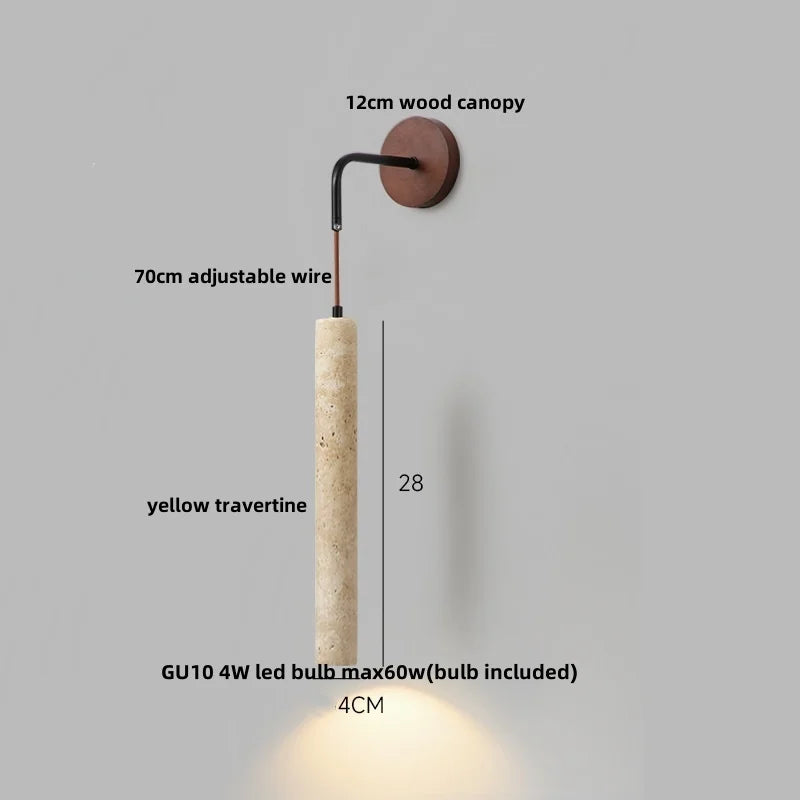 Afralia™ Adjustable LED Wall Sconce Yellow Travertine Stair Light Fixture for Home Decor