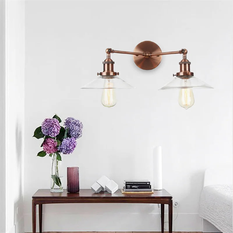 Afralia™ Vintage Loft Art Glass Wall Lamp - LED Study Aisle Bedside Light