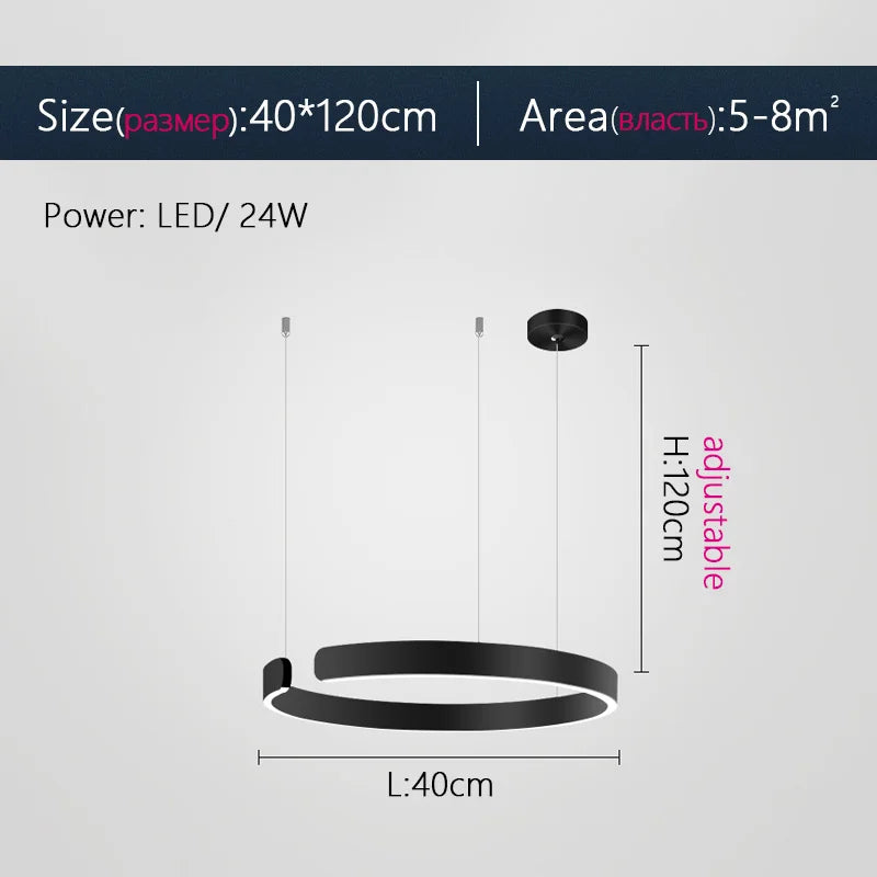 Afralia™ Nordic Ring LED Pendant Chandelier for Home Living Dining Kitchen Lighting