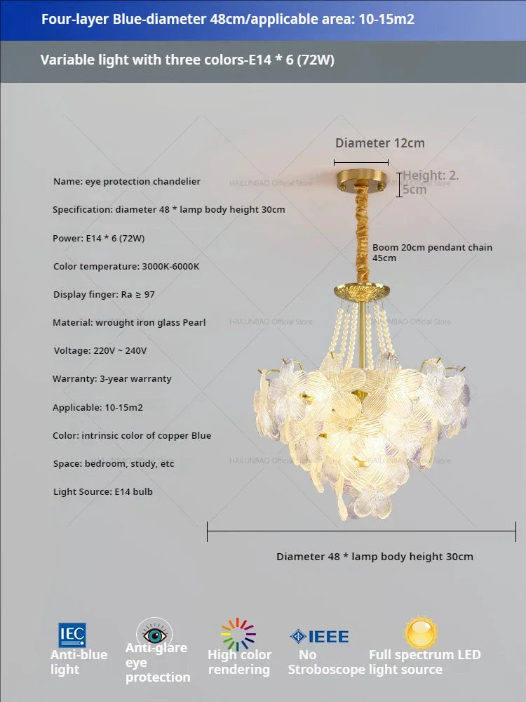 Afralia™ Glass Flower Princess Room LightLux Postmodern French Cream Wind Lamp