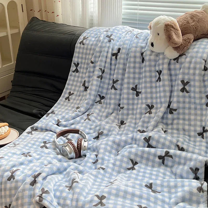 Afralia™ Milk Coral Fleece Cozy Blanket Air Conditioning Shawl Quilt - Warm & Cute Office Sofa Nap Blanket