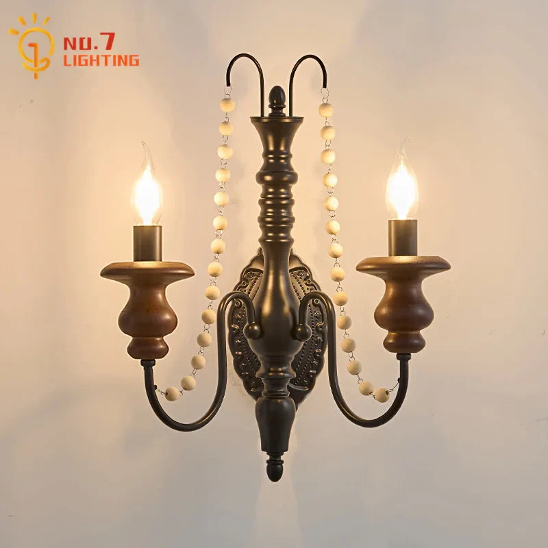 Afralia™ LED E14 Romantic Wooden Wall Lamp for Bedroom and Corridor
