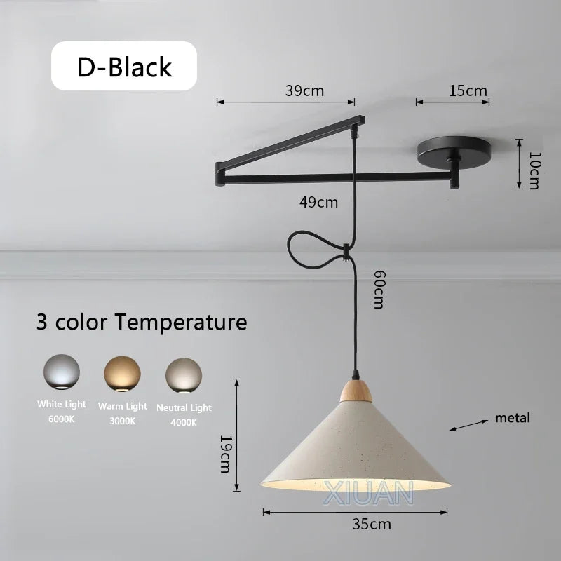 Afralia™ Modern Swing Arm Pendant Lamps PE Metal Sconces Dining Hanging Light