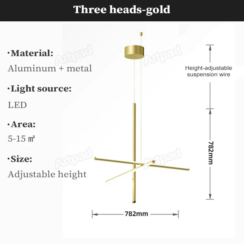 Afralia™ Post-Modern Gold LED Chandelier, Elegant Lighting for Living Room, Kitchen, Bar