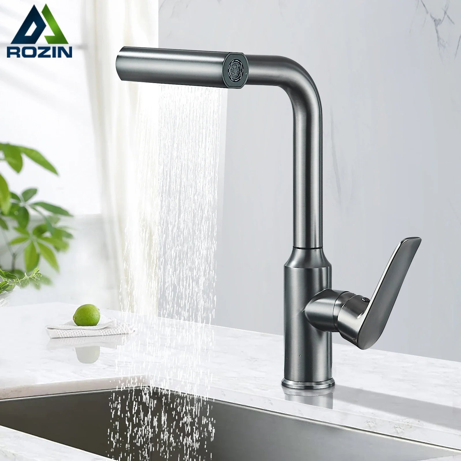 Afralia™ Pull Out Kitchen Faucet, Deck Mounted Hot Cold Water Mixer Tap