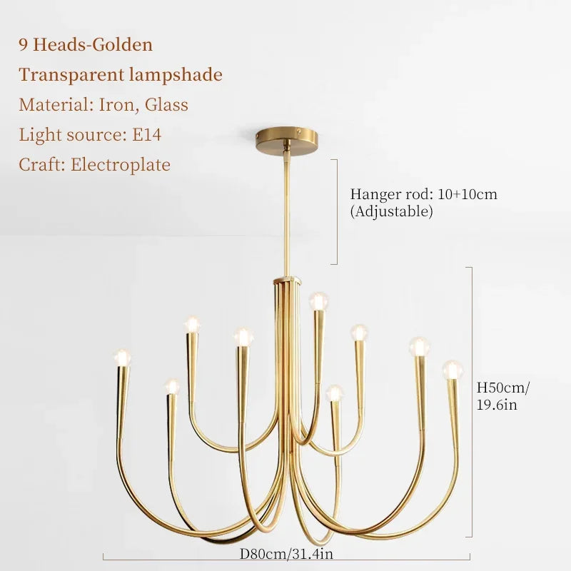 Afralia™ French Candle Led Chandelier Black Gold Kitchen Modern Island Light