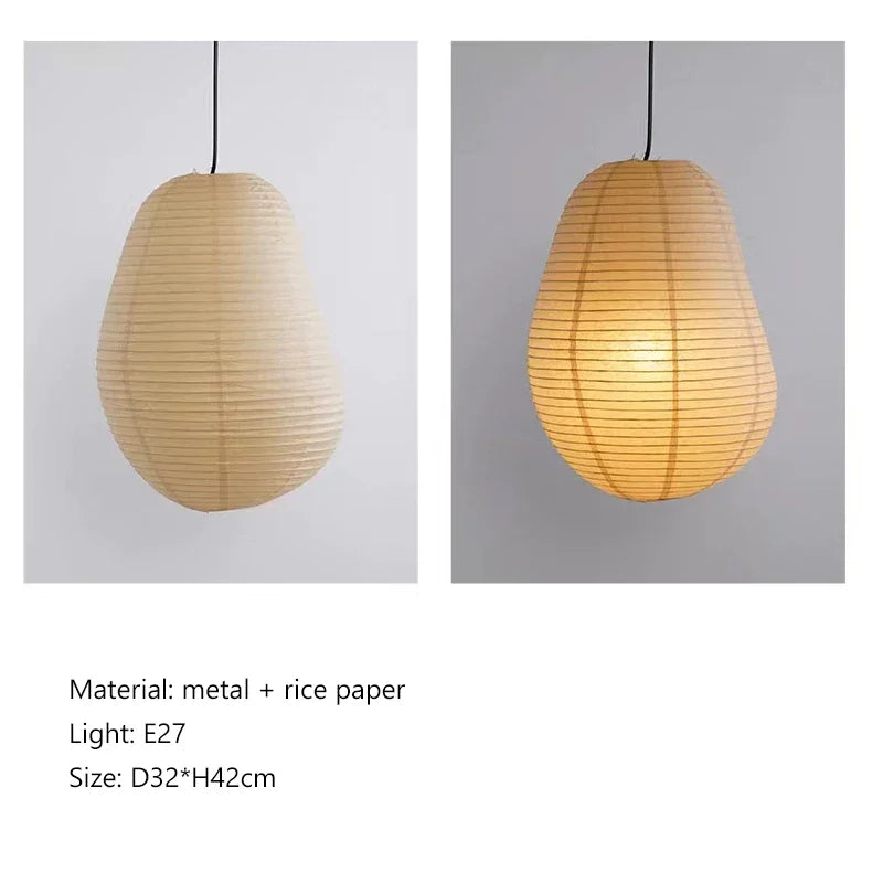 Afralia™ Japanese Rice Paper LED Pendant Lamp for Living Room Dining Cafe