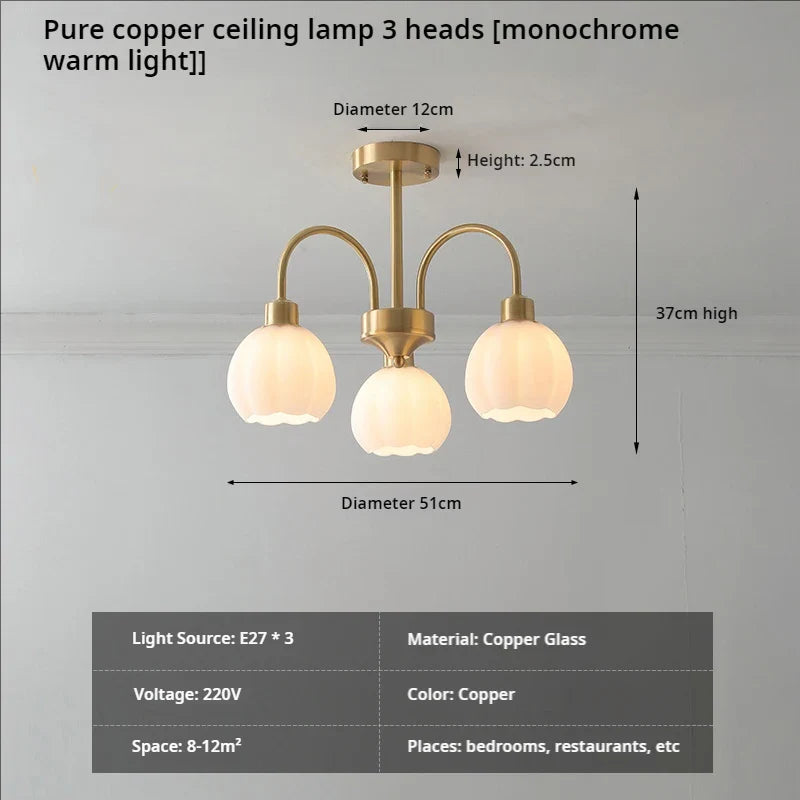 Afralia™ Lily of the Valley Copper Chandelier for Bedroom, Living Room, Dining Room.