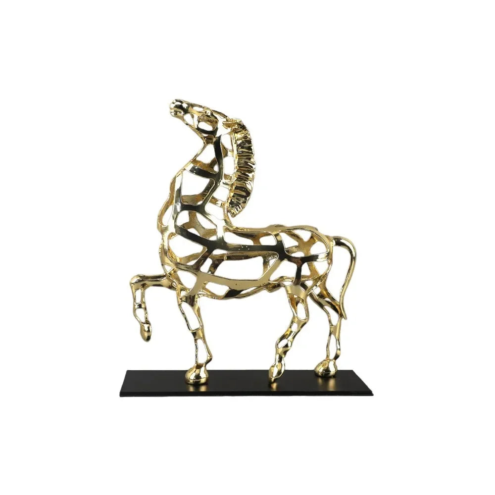 Afralia™ Golden Horse Metal Sculpture: Elegant Home Decor Figurine
