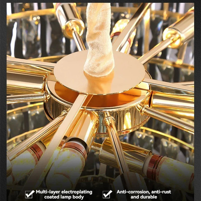 Afralia™ Crystal Chandelier: Luxury Round Oval K9 Crystal Ceiling Pendant Lamp for Living Room