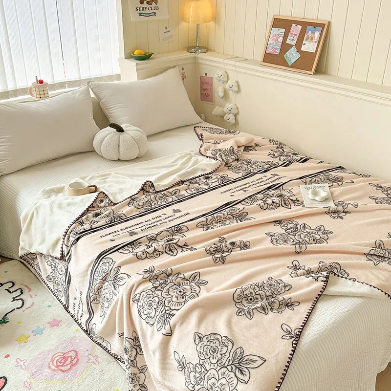 Afralia™ Cozy Milk Velvet Blanket: Cute Pattern, Warm, Multi-Functional Sofa & Travel Shawl