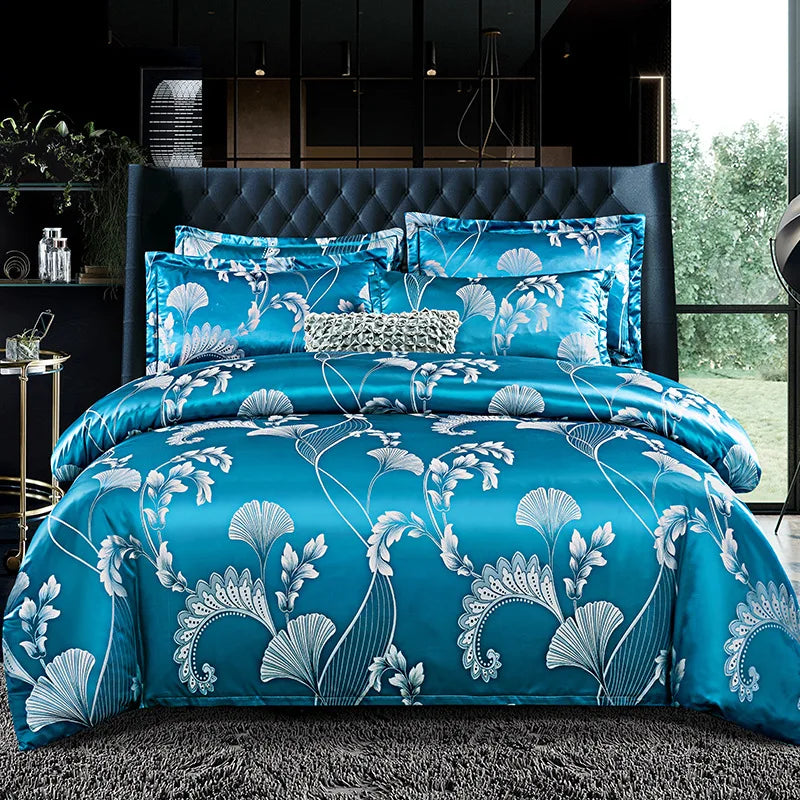 Afralia™ Jacquard Satin Summer Bedding Set - Elegant & Skin Friendly Duvet Cover - Single/Double Size