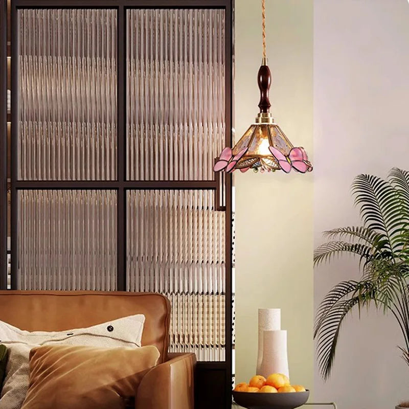 Afralia™ Butterfly Glass LED Pendant Light for Bedroom and Living Room