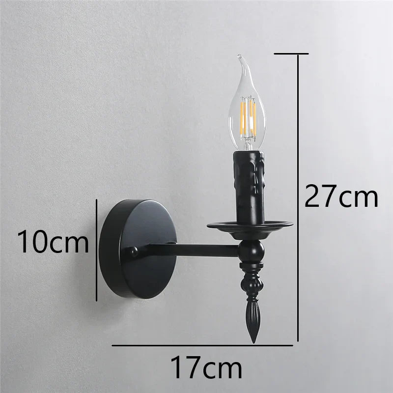 Afralia™ Nordic Vintage Iron Wall Sconces, Black LED E14 Lights, American Retro Loft Fixtures