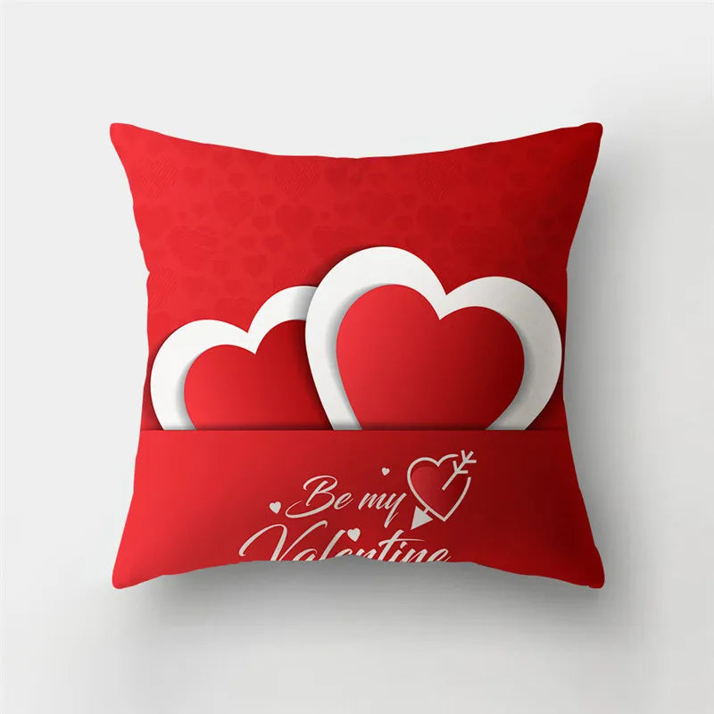 Afralia™ Love Heart Print Sofa Cushion Covers - Nordic Valentine's Day Wedding Decor Pillowcase