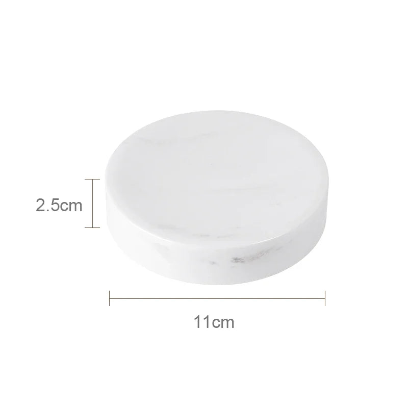 Afralia™ Volakos White Marble Bathroom Set: Soap Dispenser, Makeup Rack, Vanity Tray