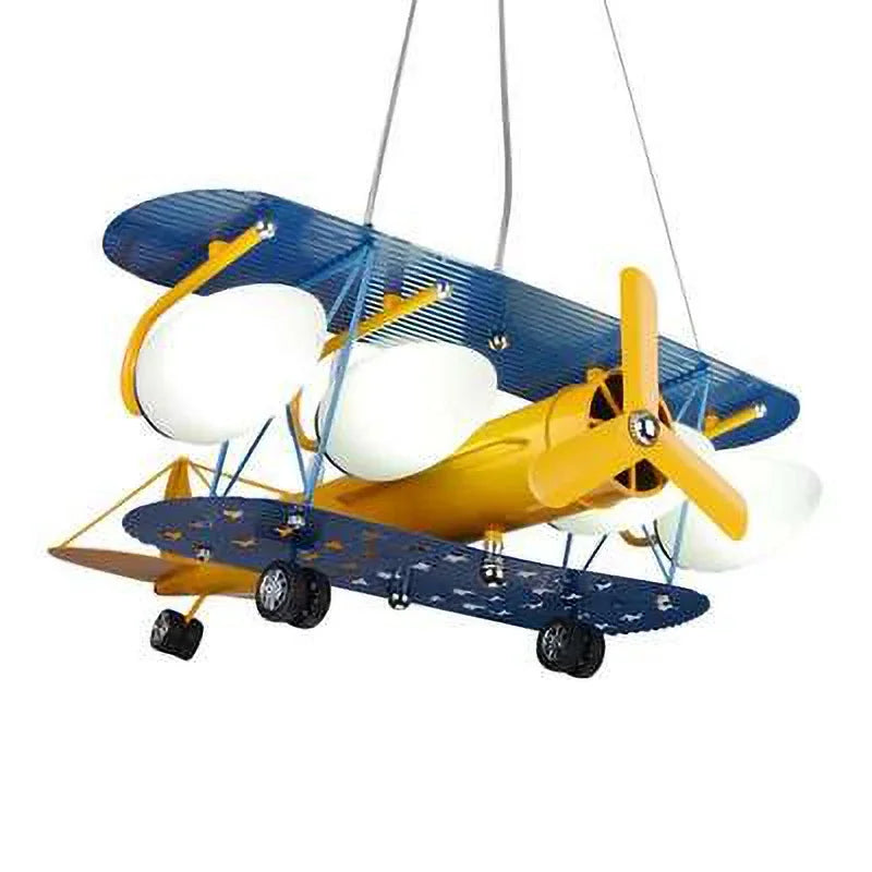 Afralia™ Airplane Chandelier Kids LED Lights Cartoon Boys Bedroom Cute Gift