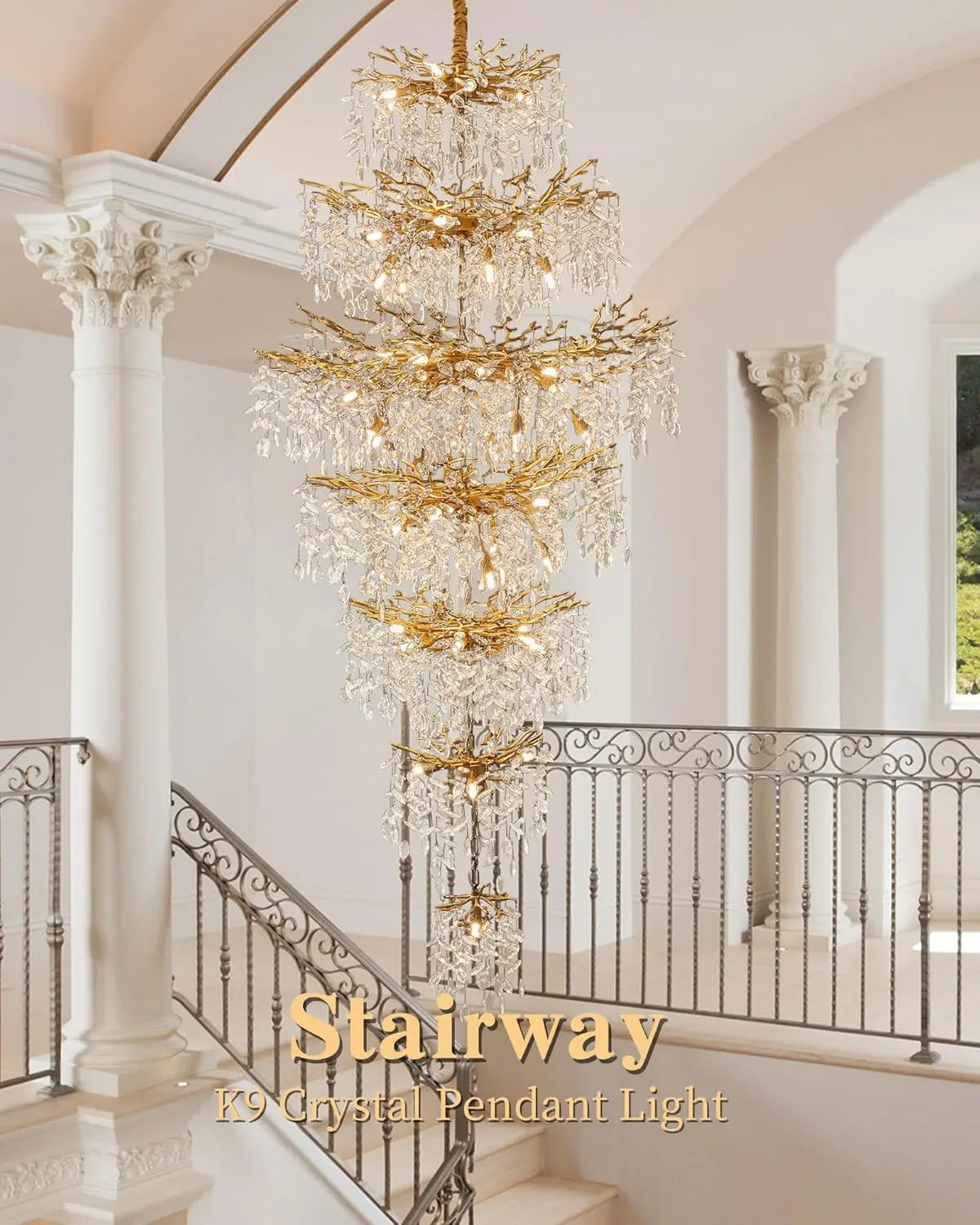 Afralia™ Silver Crystal Chandelier for Modern Staircases and Living Rooms