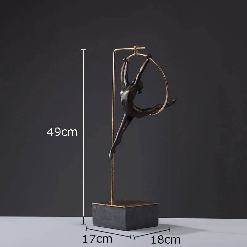 Afralia™ Gymnastic Acrobat Resin Sculpture Ornaments for Living Room Decor