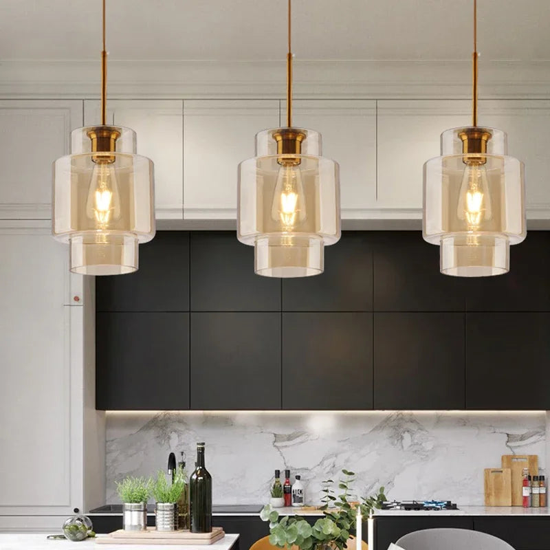 Afralia™ Nordic Amber Glass Pendant Light