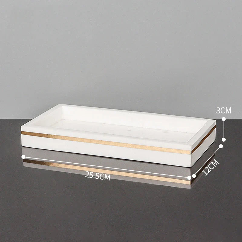 Afralia™ Volakos White Marble Bathroom Set with Golden Accents